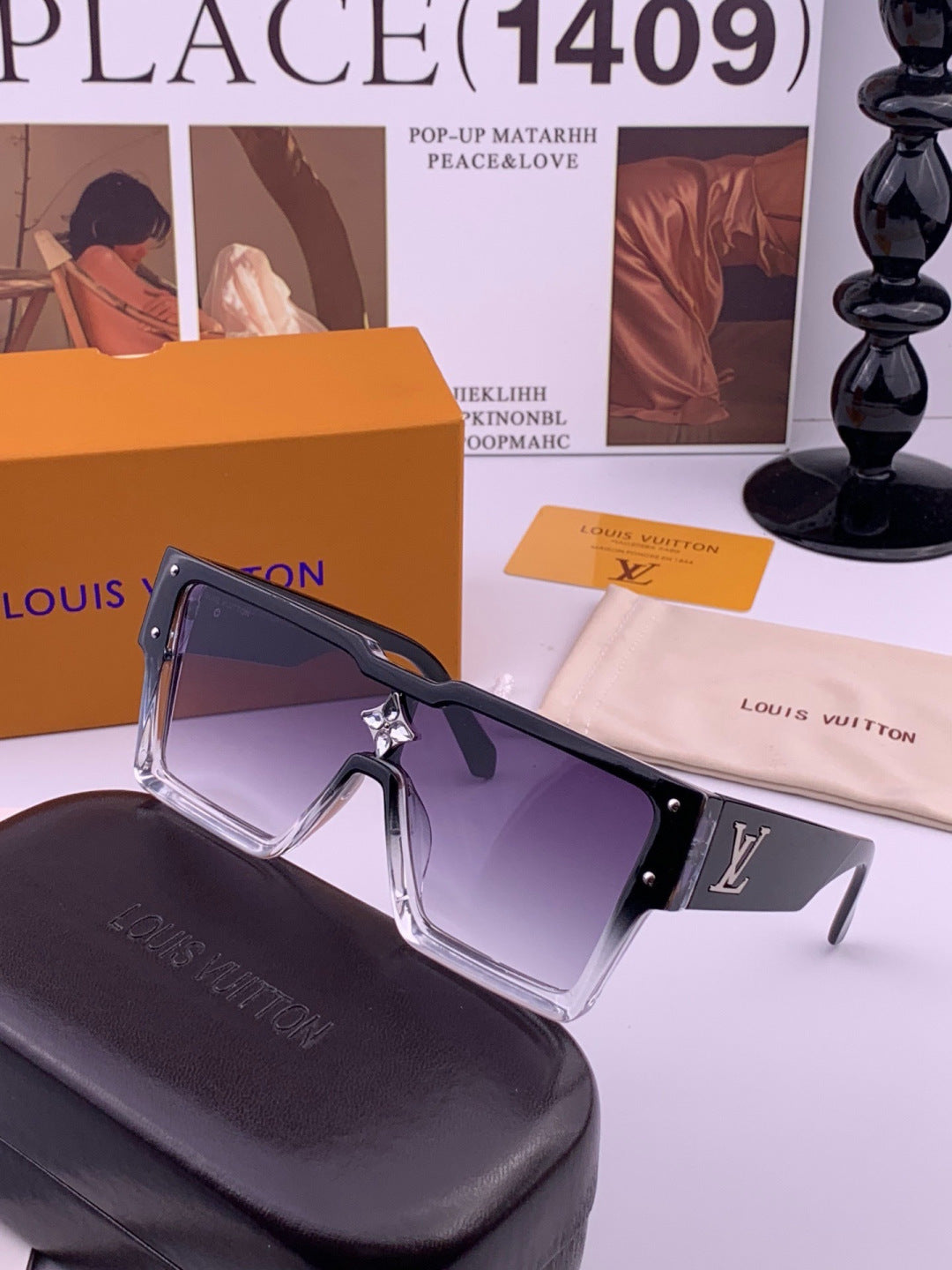 Louis Vuitton L7600 Square Black Lens Sunglasses for Women - 414843 - detail image 2