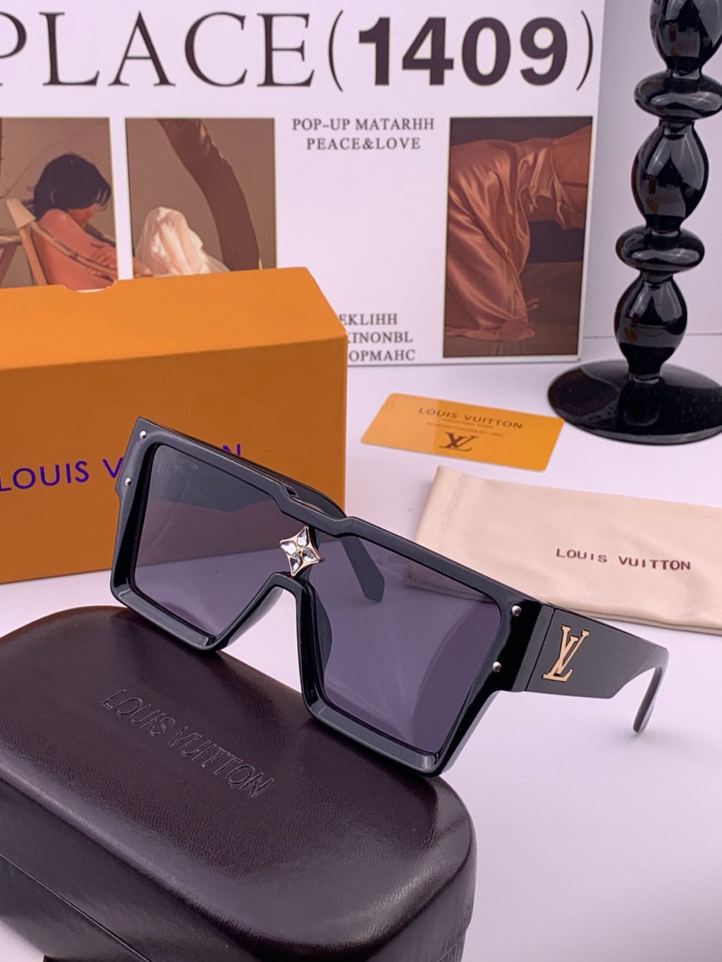 Louis Vuitton L7600 Square Black Lens Sunglasses for Women - 414844 - detail image 2