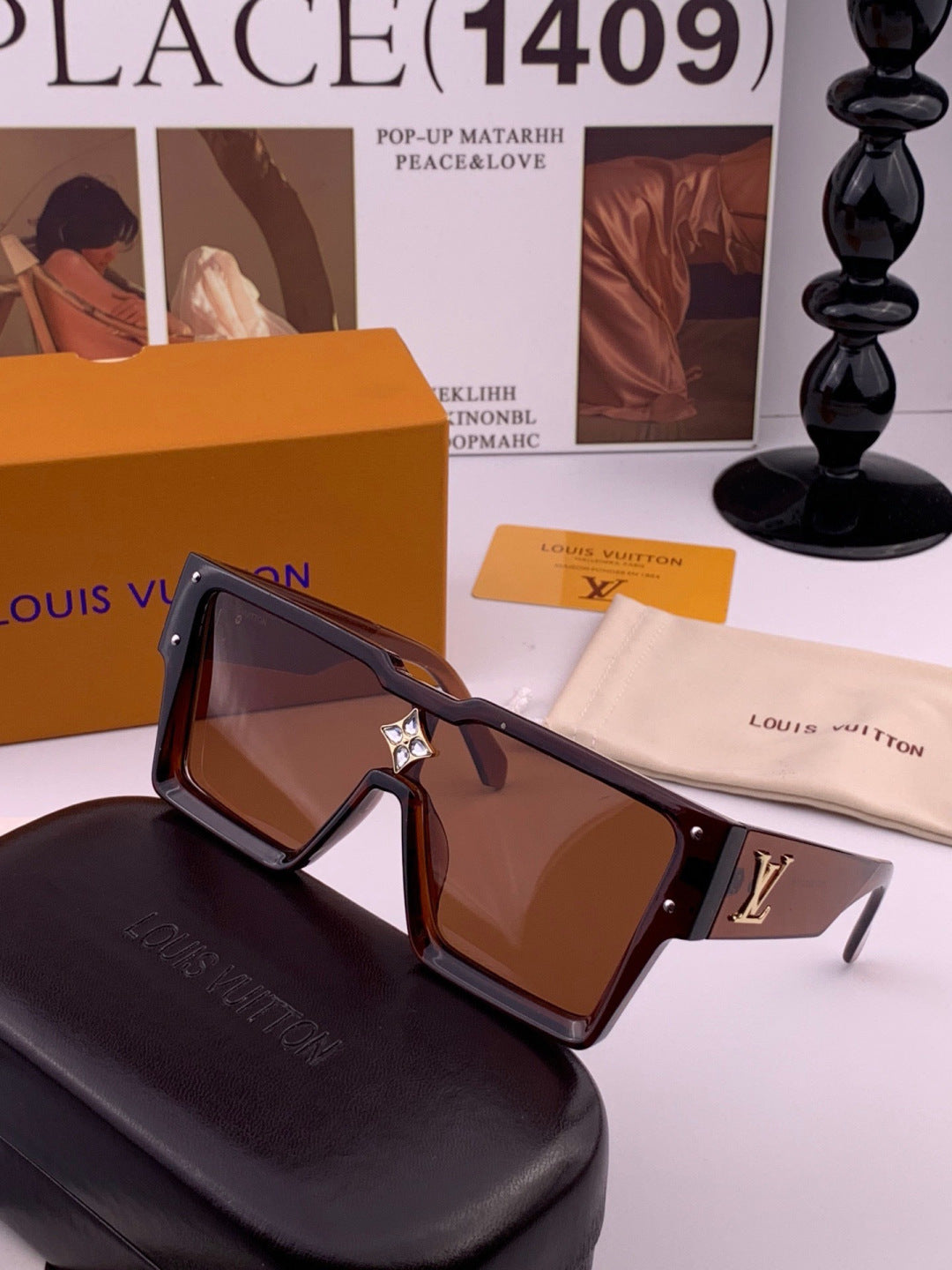 Louis Vuitton L7600 Square Black Lens Sunglasses for Women - 414845 - detail image 2