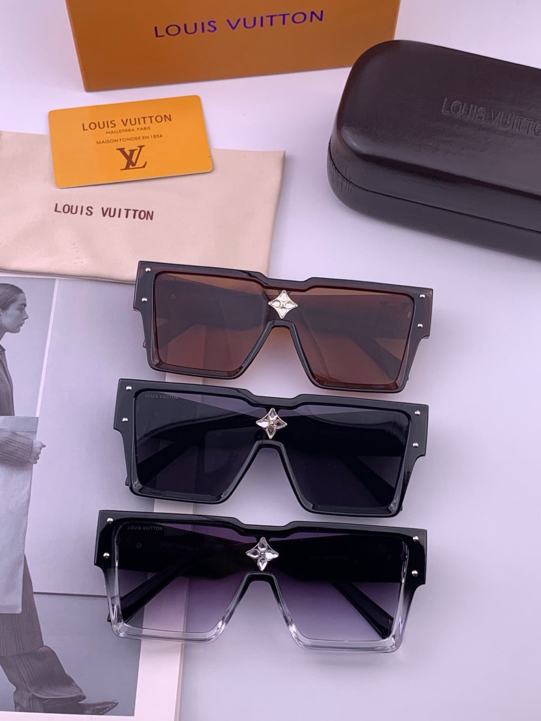 Louis Vuitton L7600 Square Black Lens Sunglasses for Women - 414845 - detail image 8