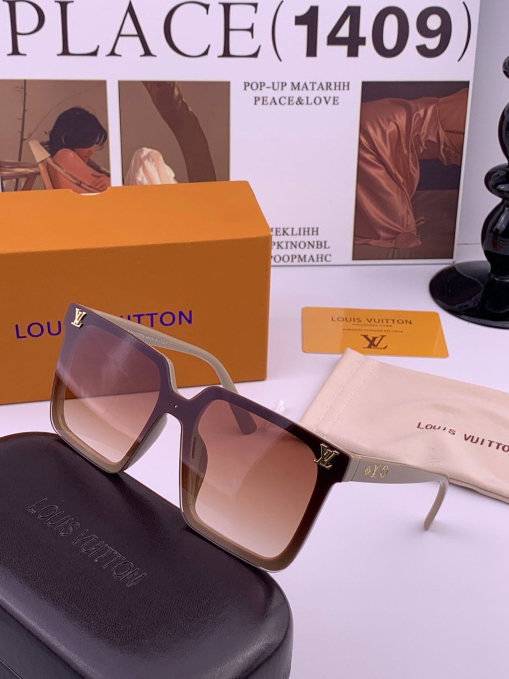 Louis Vuitton L6006 Oversized Red Lens Sunglasses for Men & Women - 414824 - detail image 2