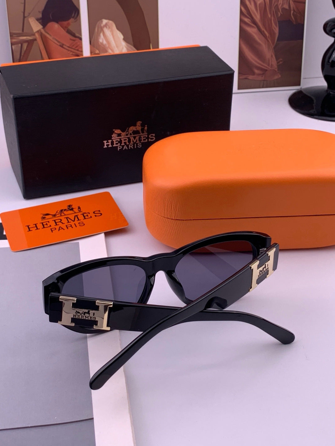 Hermès H37005 Square Black Lens Sunglasses for Men & Women - 416542 - detail image 5