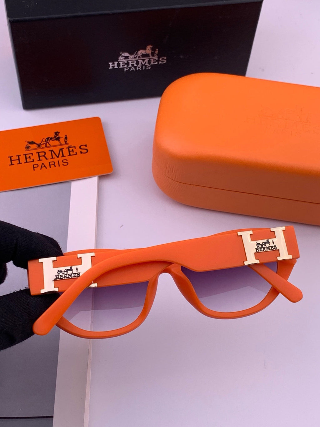 Hermès H37005 Square Red Lens Sunglasses for Men & Women - 416543 - detail image 4