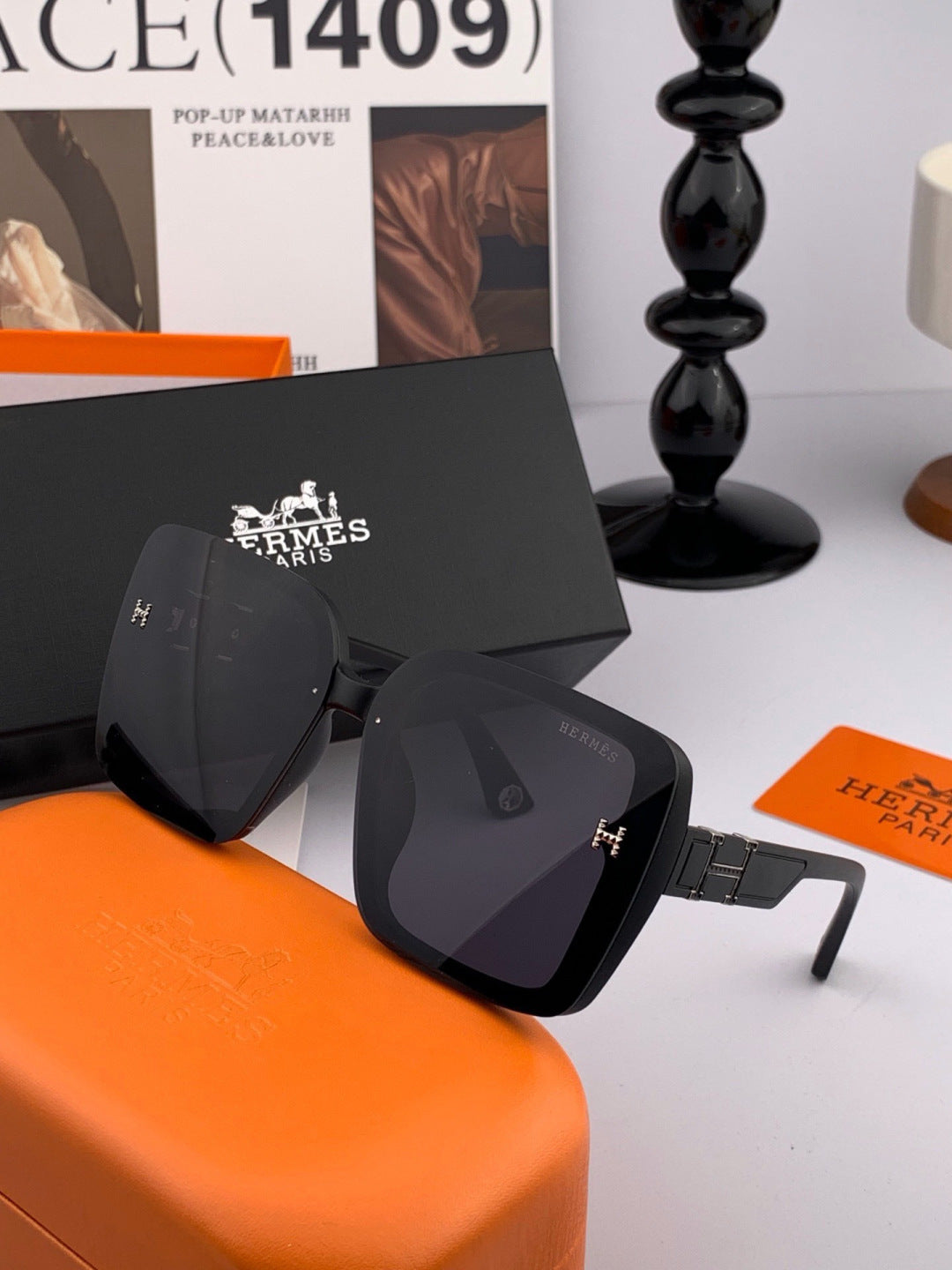 Hermès H2304 Square Pink Lens Sunglasses for Men & Women - 432998 - detail image 4