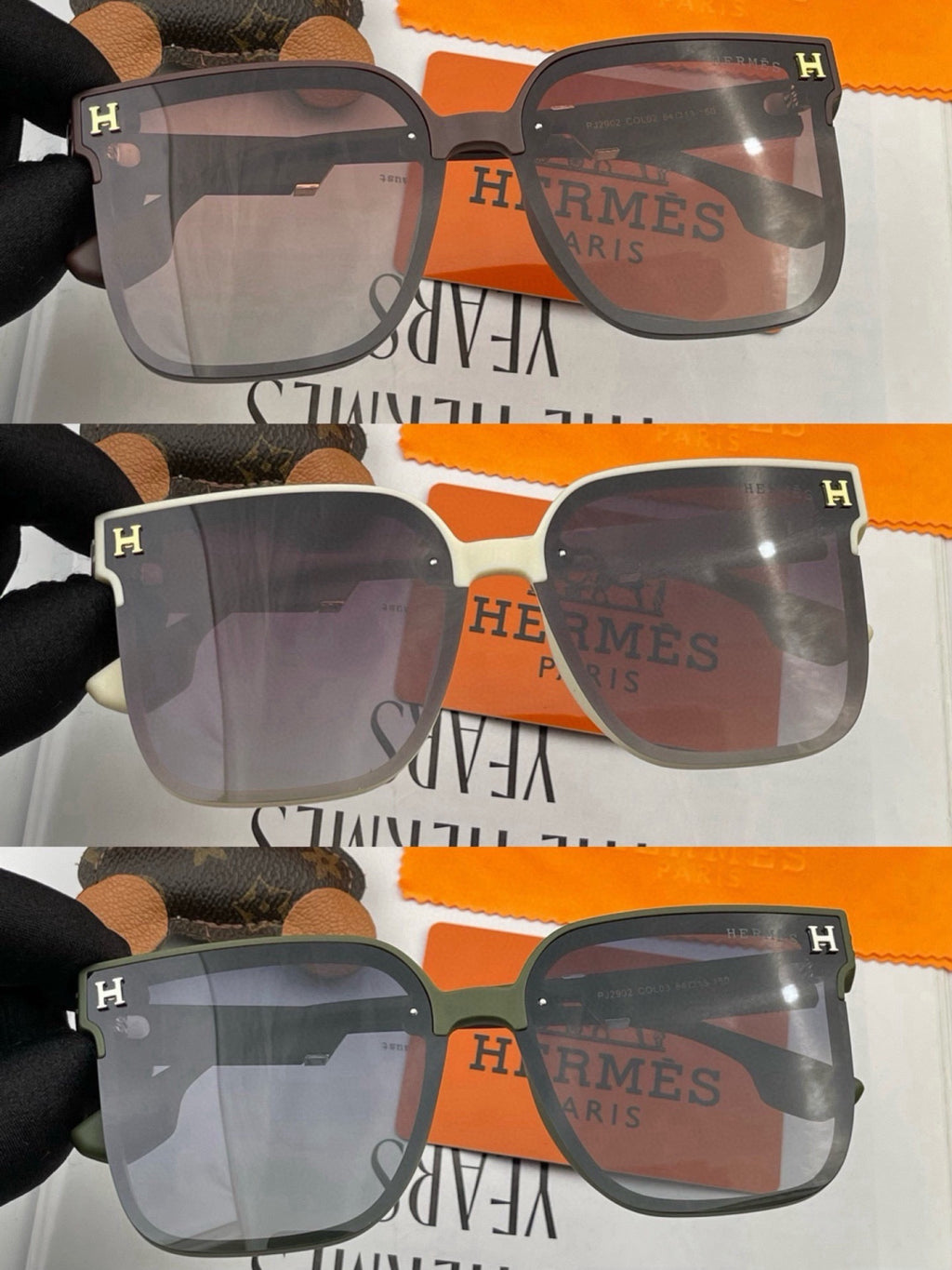 Hermès H2290 Polarized Square Gold Lens Sunglasses for Men & Women - 433007 - detail image 2