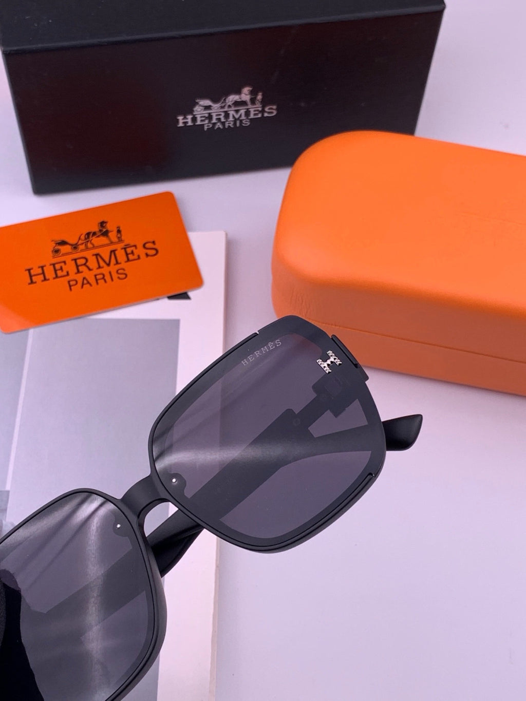 Hermès H8303 Square Black Lens Sunglasses for Men & Women - 433029 - detail image 6