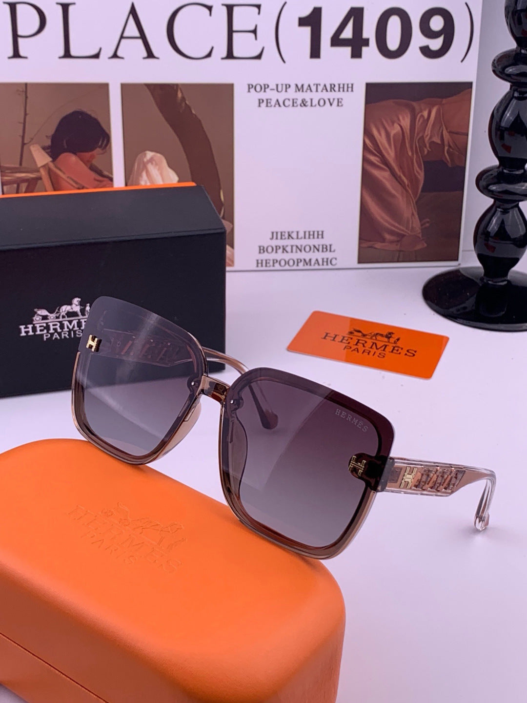 Hermès H7993 Square Gold Lens Sunglasses for Men & Women - 450030 - detail image 2