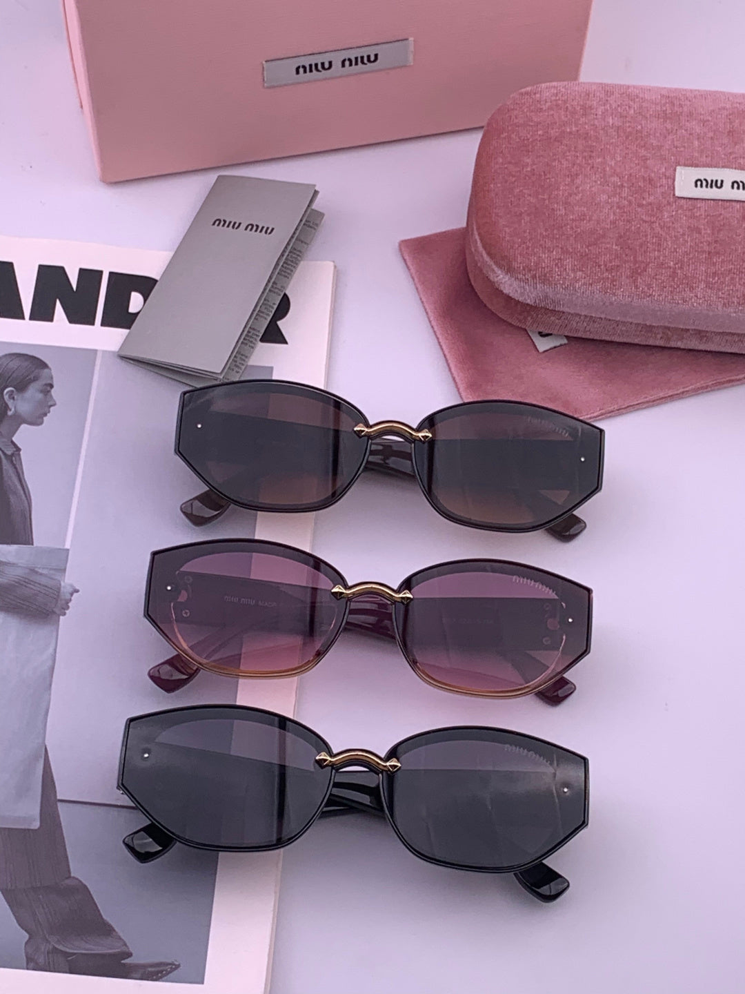 Miu Miu M7350 Fashion Black Lens Sunglasses for Men & Women - 466166 - detail image 8