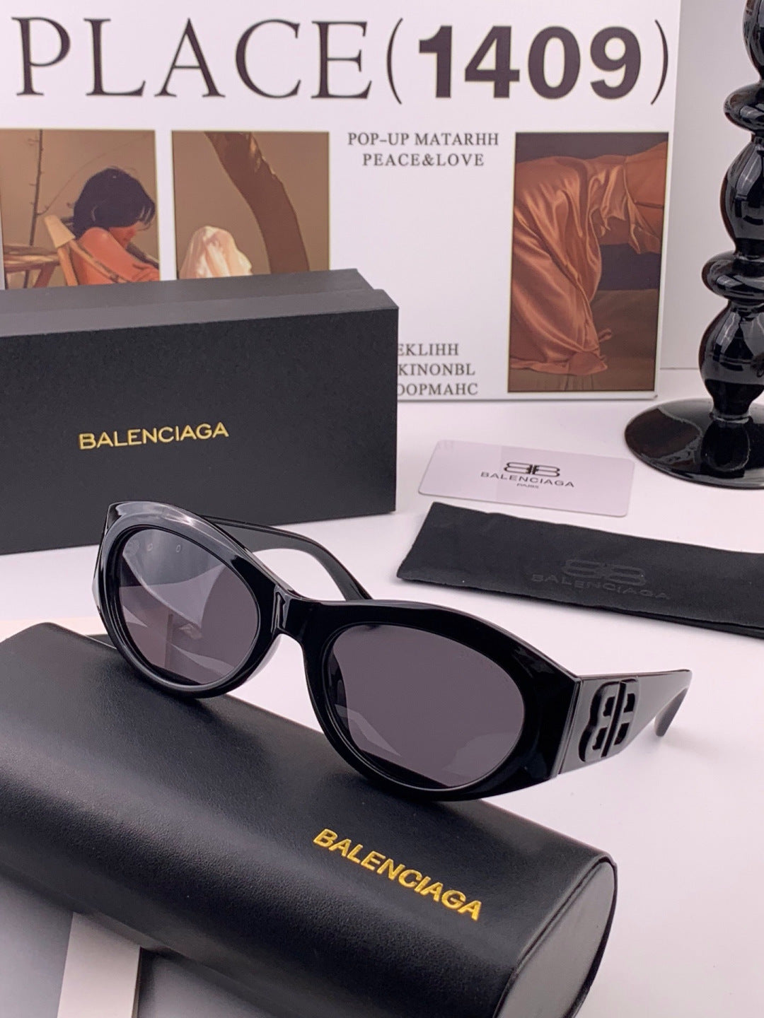 Balenciaga BL2992 Polarized Metal Fashion Black Lens Sunglasses - 466026 - detail image 4