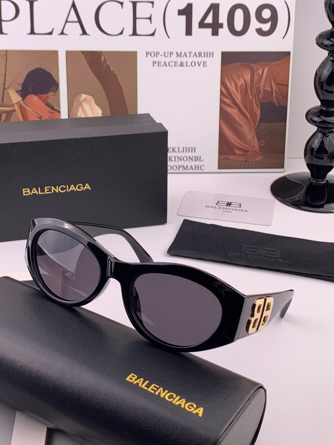 Balenciaga BL2992 Polarized Metal Fashion Black Lens Sunglasses - 466026 - detail image 3