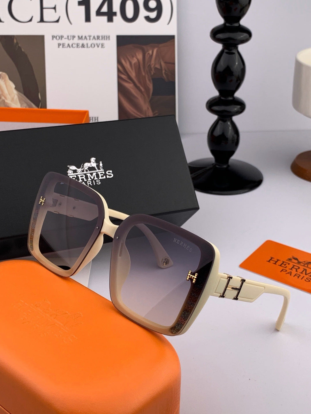 Hermès H2304 Square Pink Lens Sunglasses for Men & Women - 466442 - detail image 6