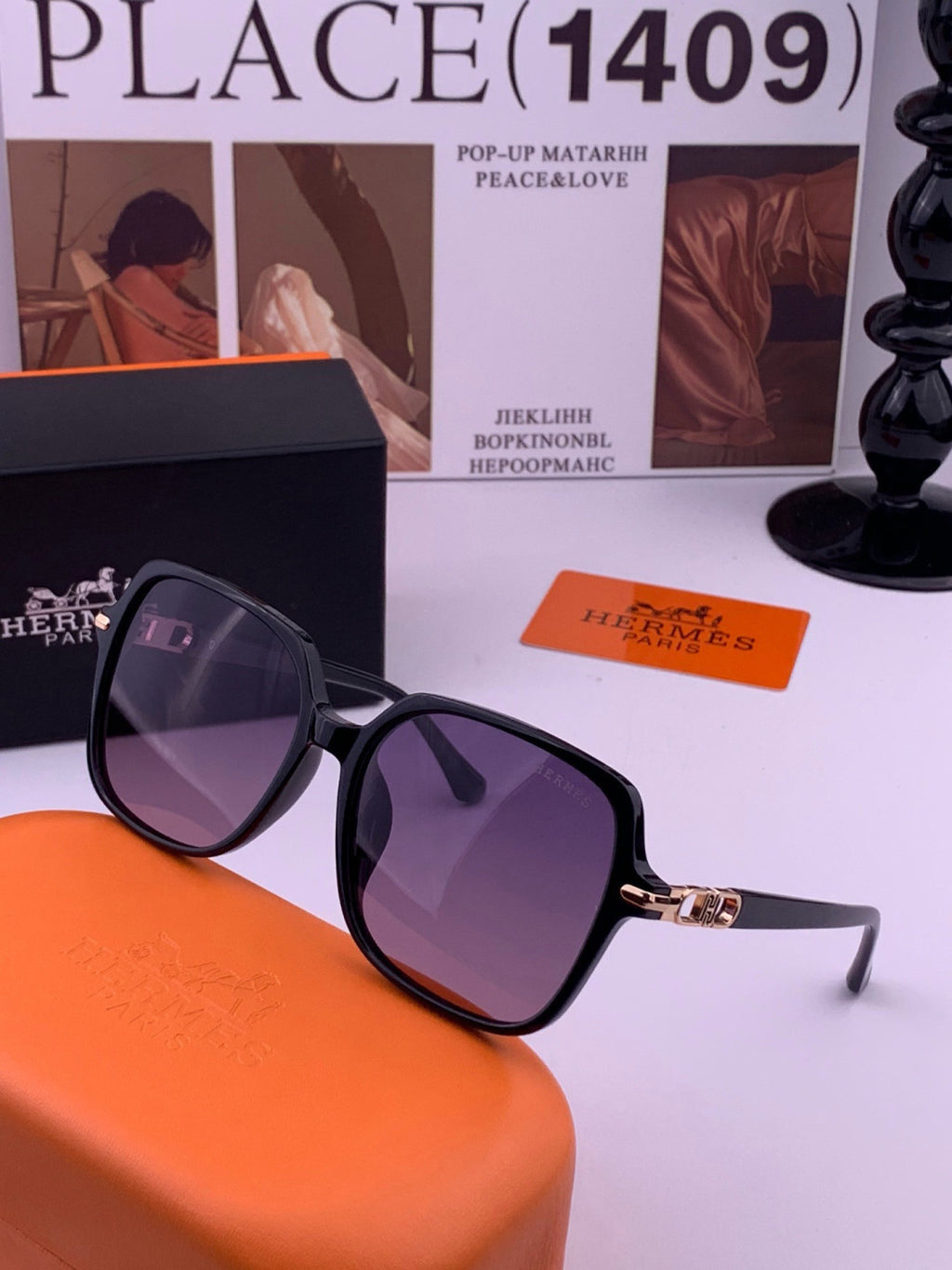 Hermès H2108 Square Gold Lens Sunglasses for Men & Women - 466443 - detail image 2