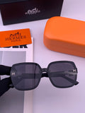 Hermès H8303 Square Black Lens Sunglasses for Men & Women - 466444