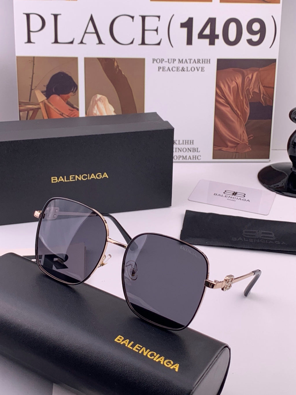 Balenciaga BL7192 Metal Fashion Black Lens Sunglasses for Men & Women