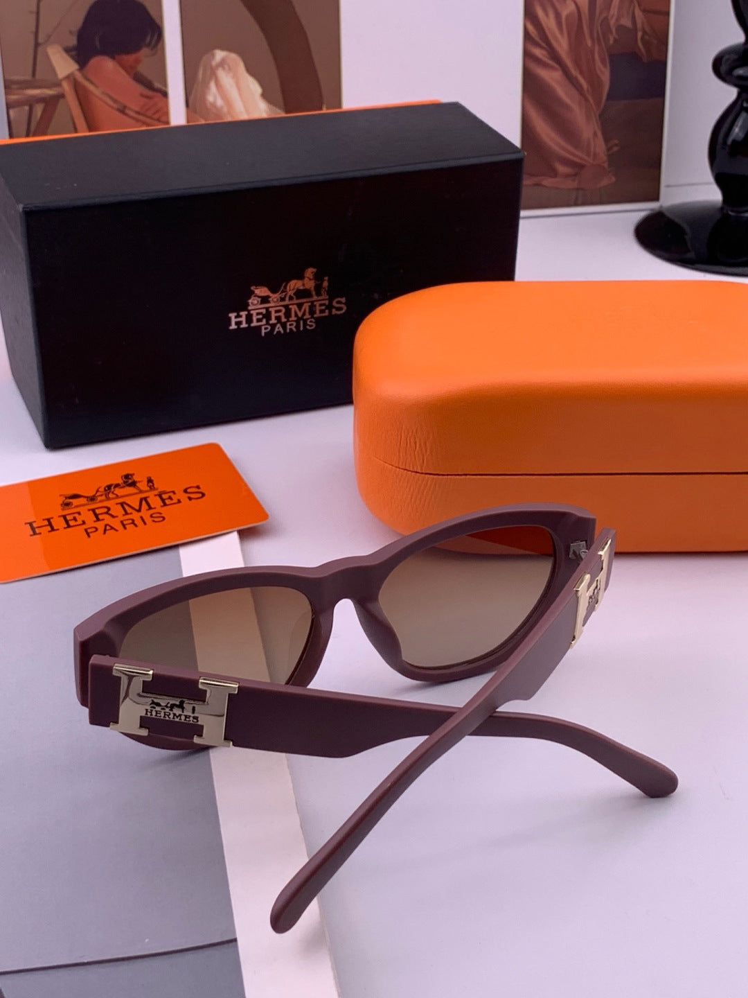 Hermès H37005 Square Red Lens Sunglasses for Men & Women - 488079 - detail image 6