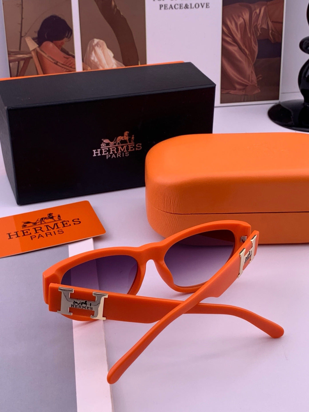 Hermès H37005 Square Red Lens Sunglasses for Men & Women - detail image 7