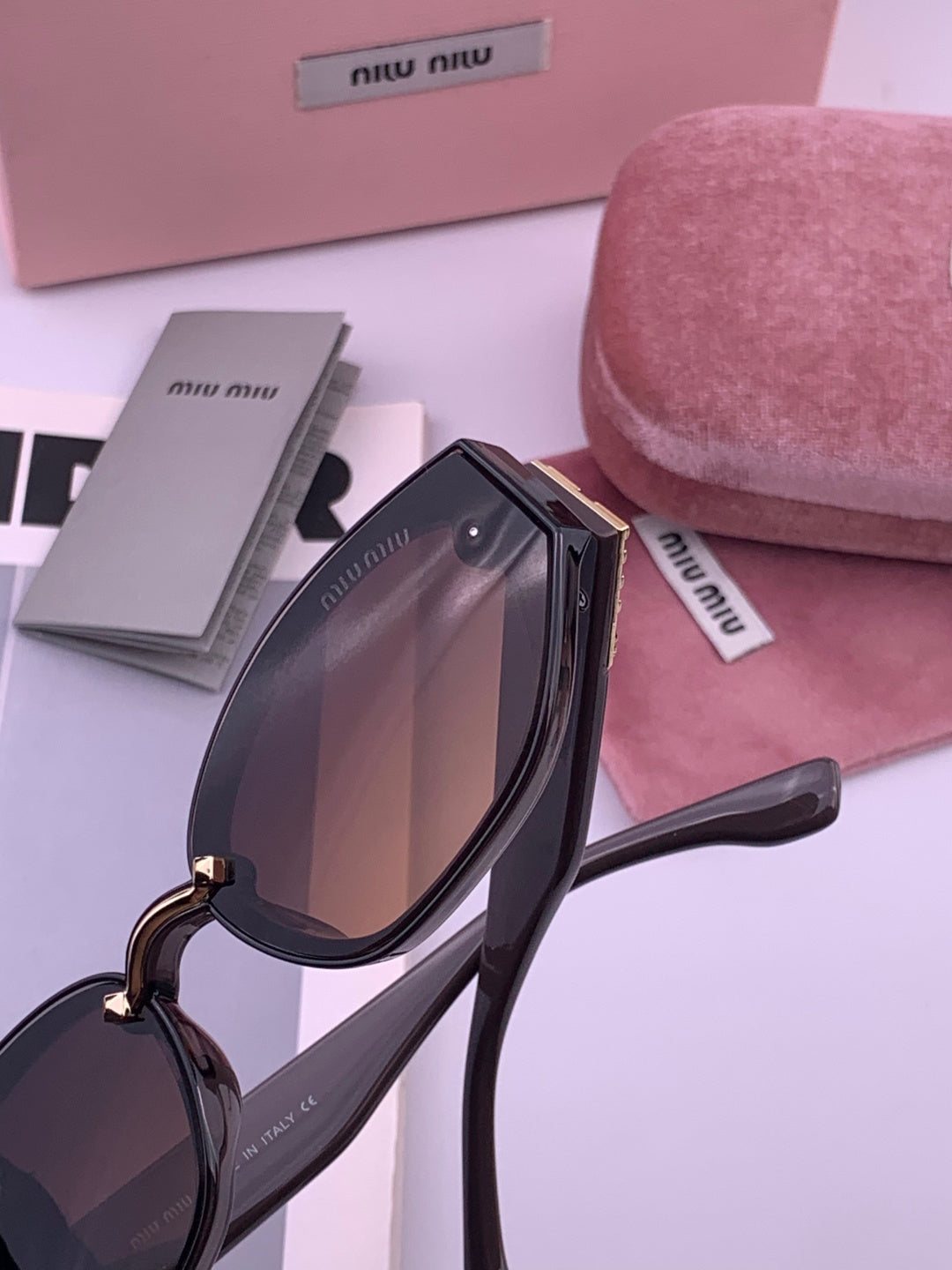 Miu Miu M7350 Fashion Black Lens Sunglasses for Men & Women - detail image 6
