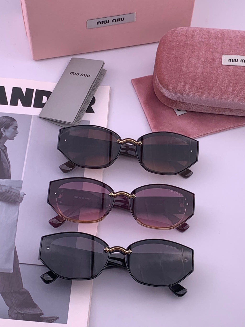 Miu Miu M7350 Fashion Black Lens Sunglasses for Men & Women - detail image 8
