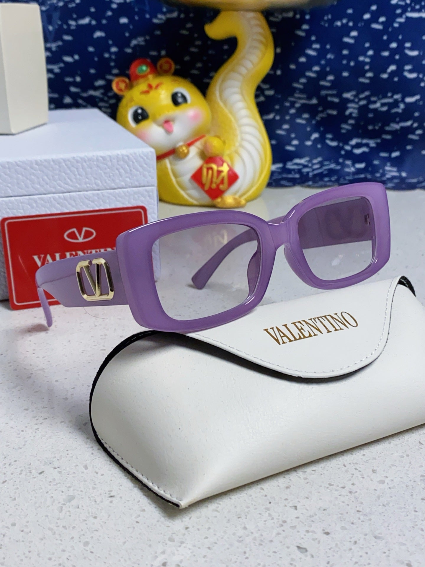 Valentino Square Purple Lens Sunglasses for Men & Women - detail image 9