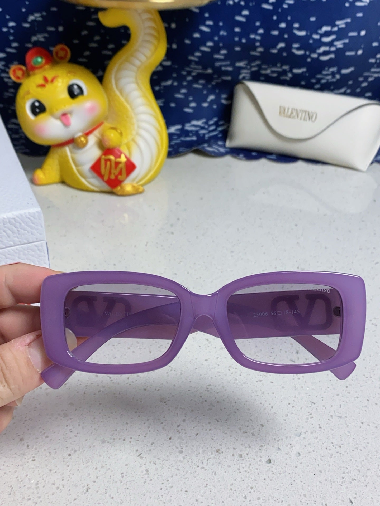 Valentino Square Purple Lens Sunglasses for Men & Women - detail image 4