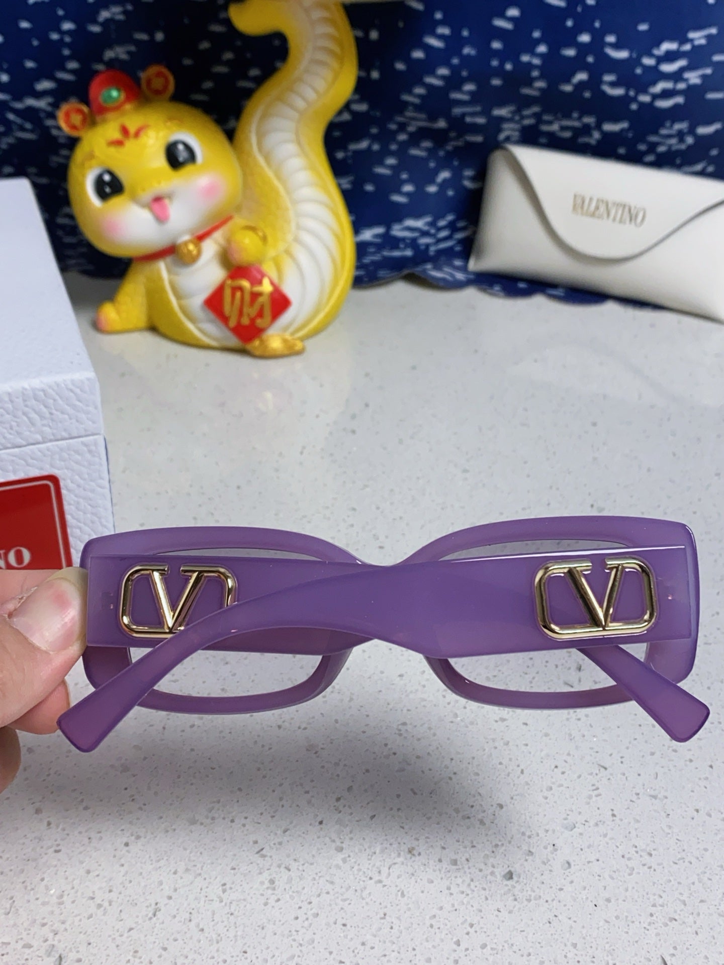 Valentino Square Purple Lens Sunglasses for Men & Women - detail image 5