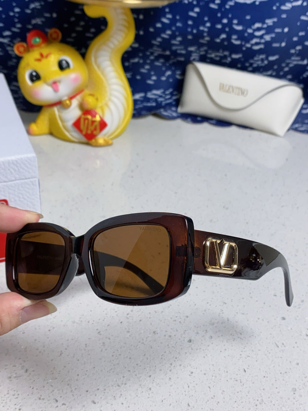 Valentino Square Brown Lens Sunglasses for Men & Women - detail image 6
