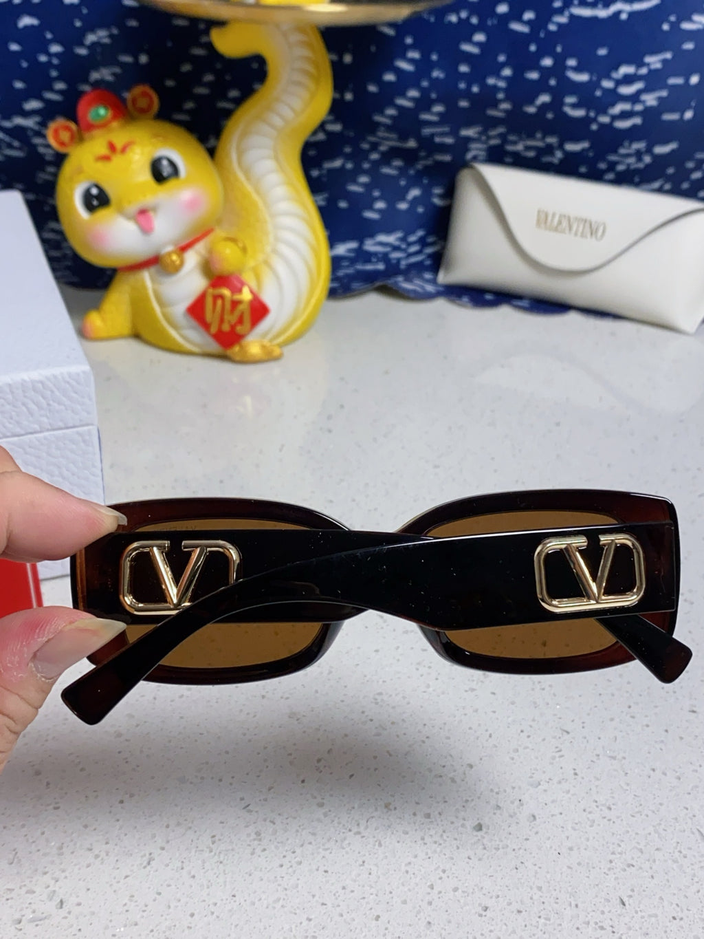Valentino Square Brown Lens Sunglasses for Men & Women - detail image 5