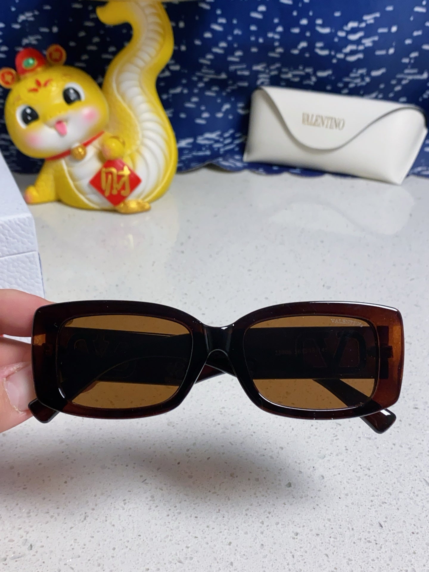 Valentino Square Brown Lens Sunglasses for Men & Women - detail image 4
