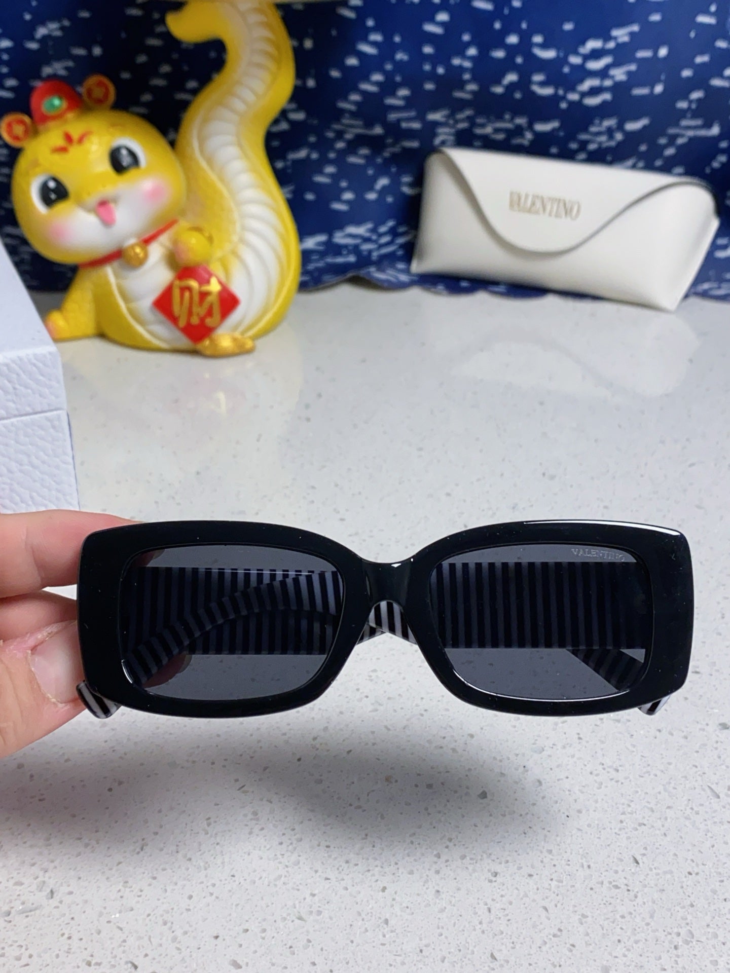 Valentino Square Blue Lens Sunglasses for Men & Women - detail image 4