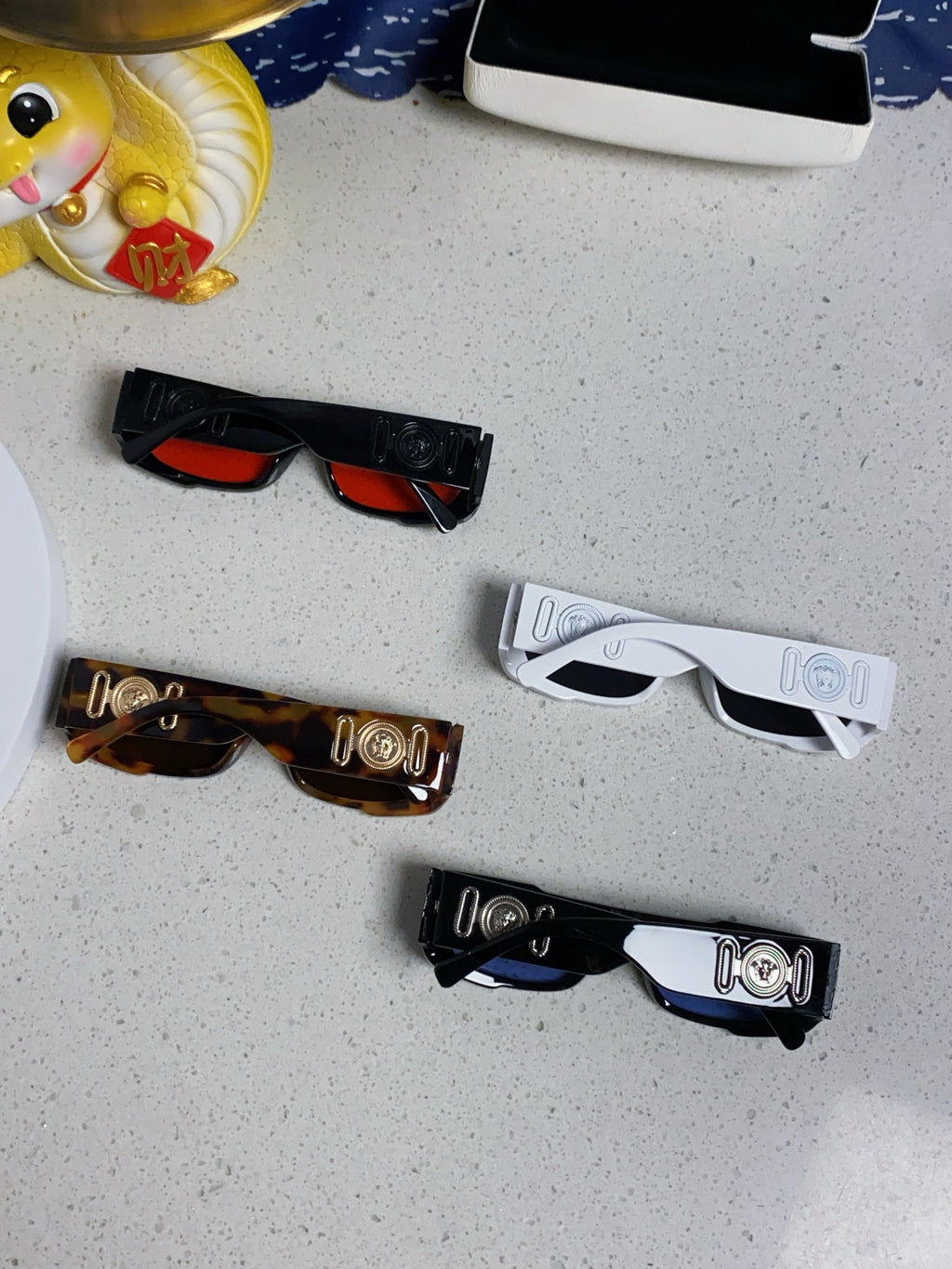 Versace Rectangular Silver Lens Sunglasses for Men & Women - detail image 9