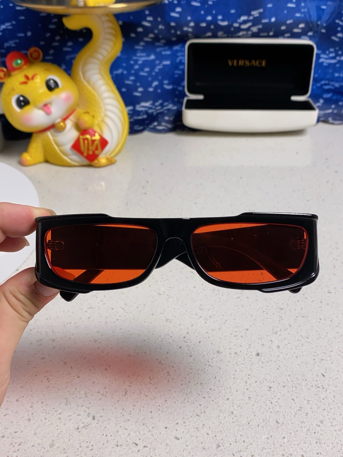 Versace Rectangular Silver Lens Sunglasses for Men & Women - 487863 - detail image 4