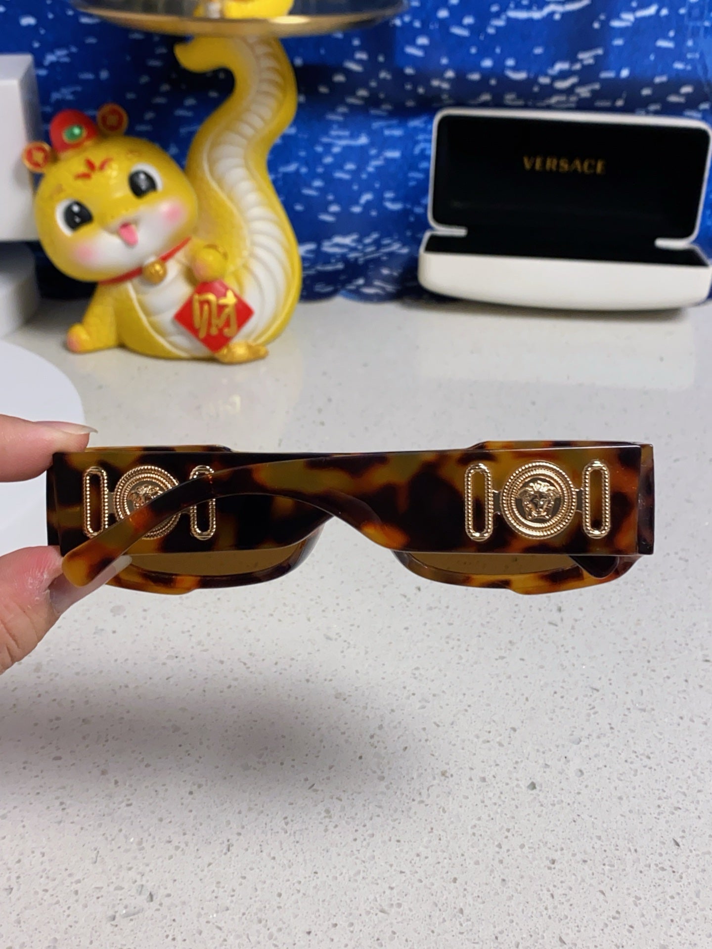 Versace Rectangular Brown Lens Sunglasses for Men & Women - detail image 5