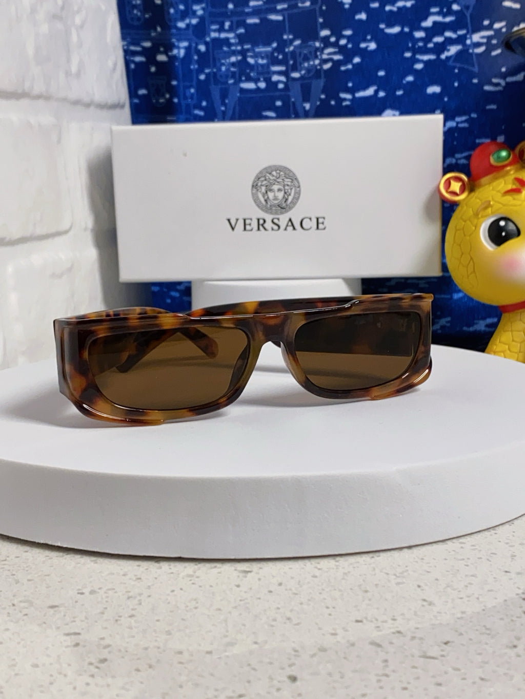 Versace Rectangular Brown Lens Sunglasses for Men & Women - detail image 2