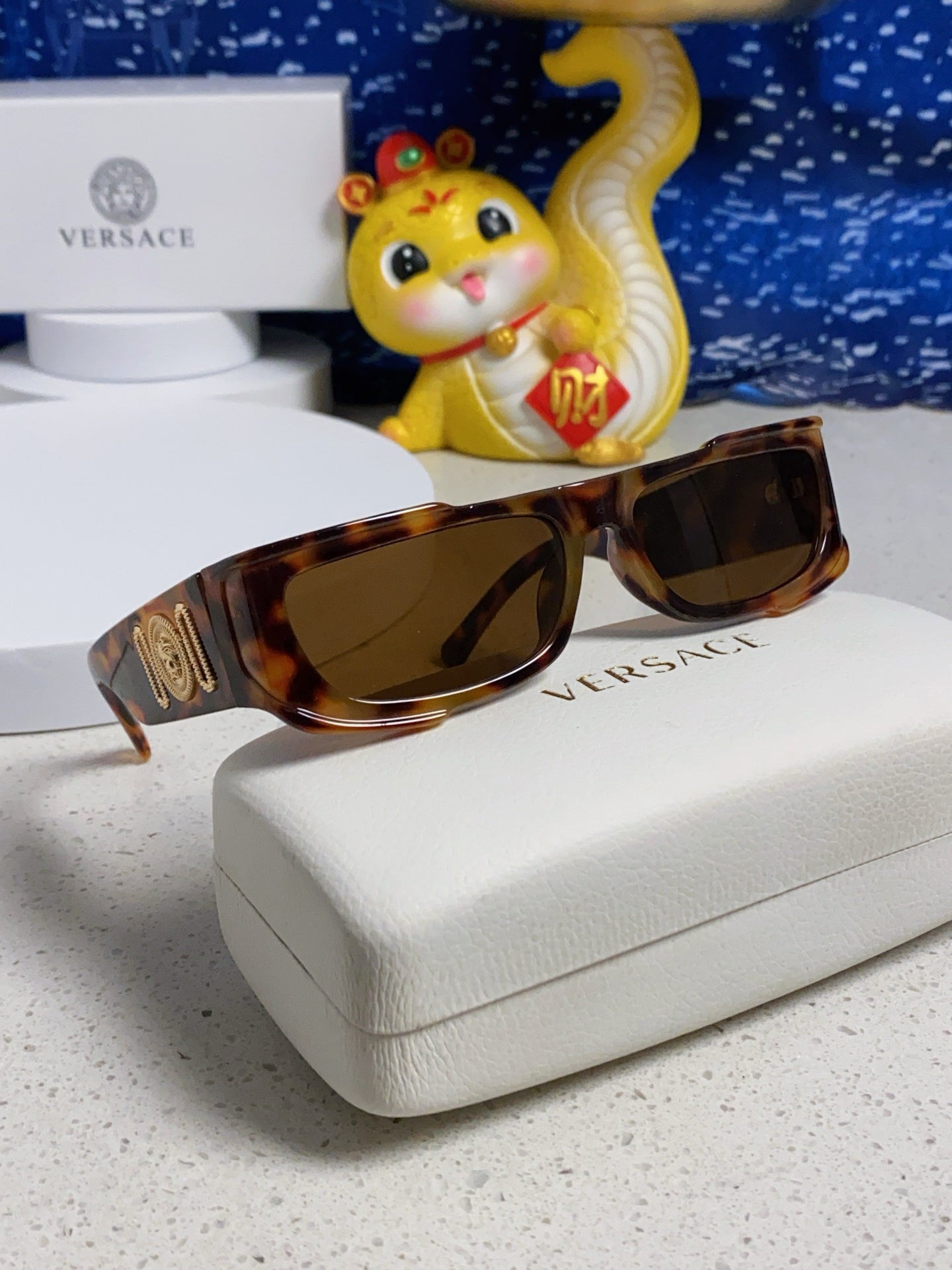 Versace Rectangular Brown Lens Sunglasses for Men & Women - detail image 8