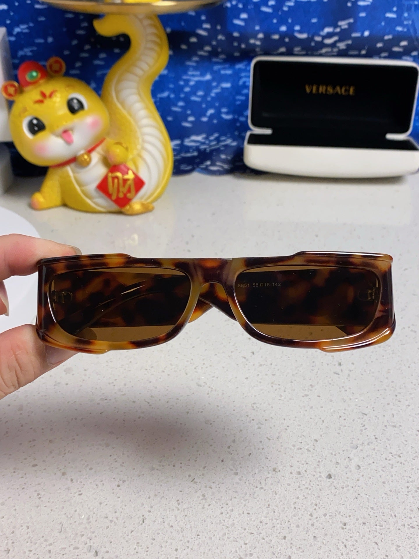 Versace Rectangular Brown Lens Sunglasses for Men & Women - detail image 4