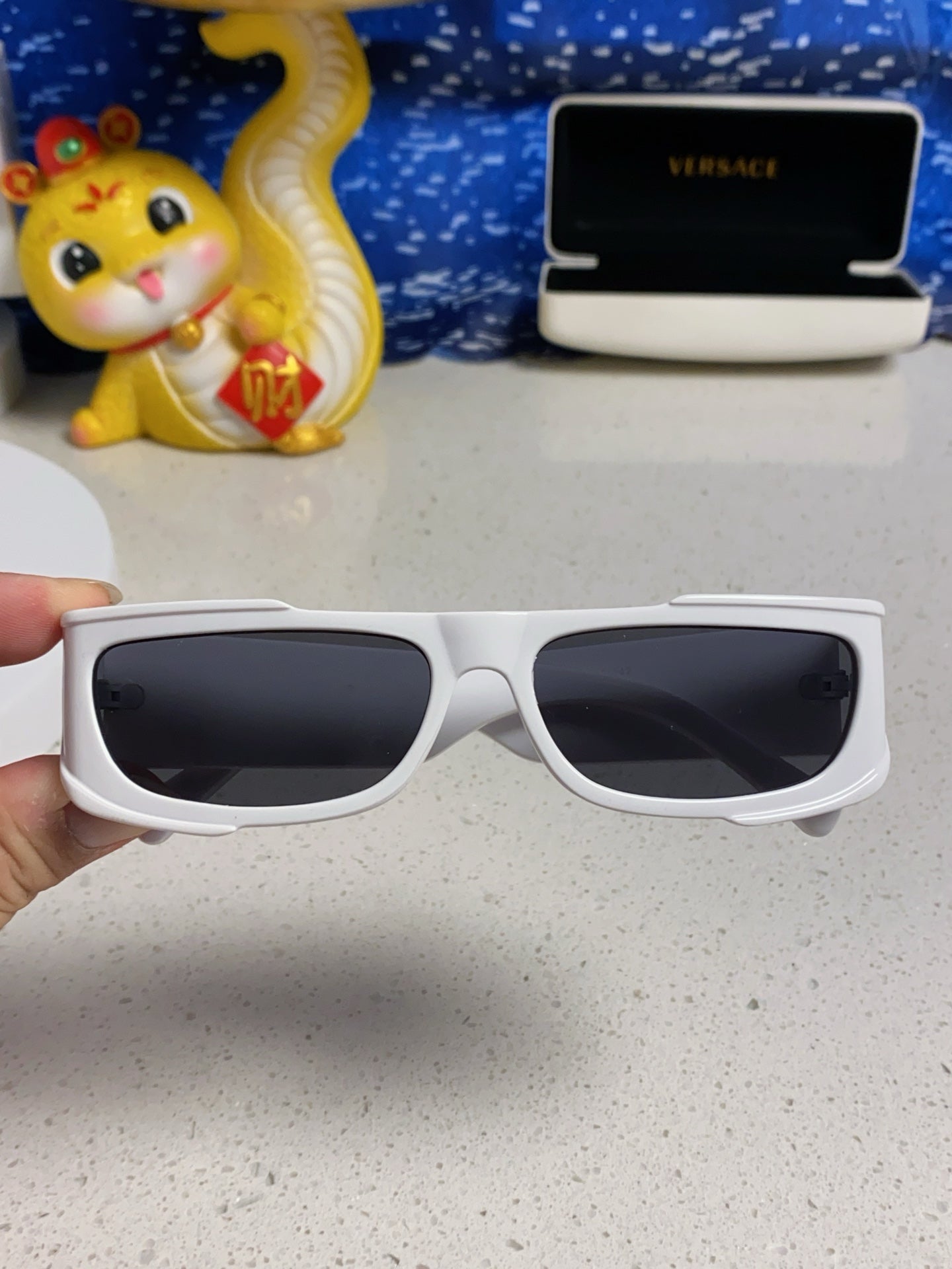 Versace Rectangular Silver Lens Sunglasses for Men & Women - 487865 - detail image 4