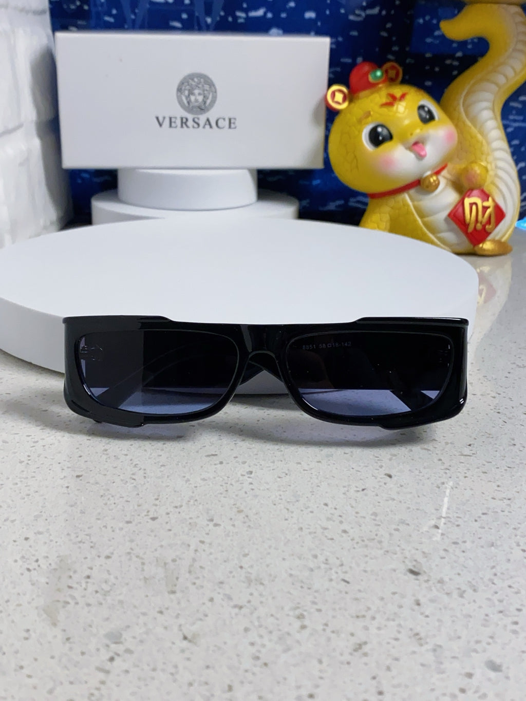 Versace Rectangular Silver Lens Sunglasses for Men & Women - detail image 7