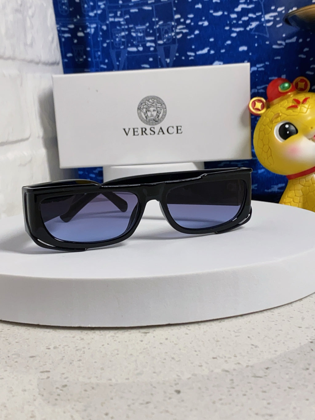 Versace Rectangular Silver Lens Sunglasses for Men & Women - detail image 2