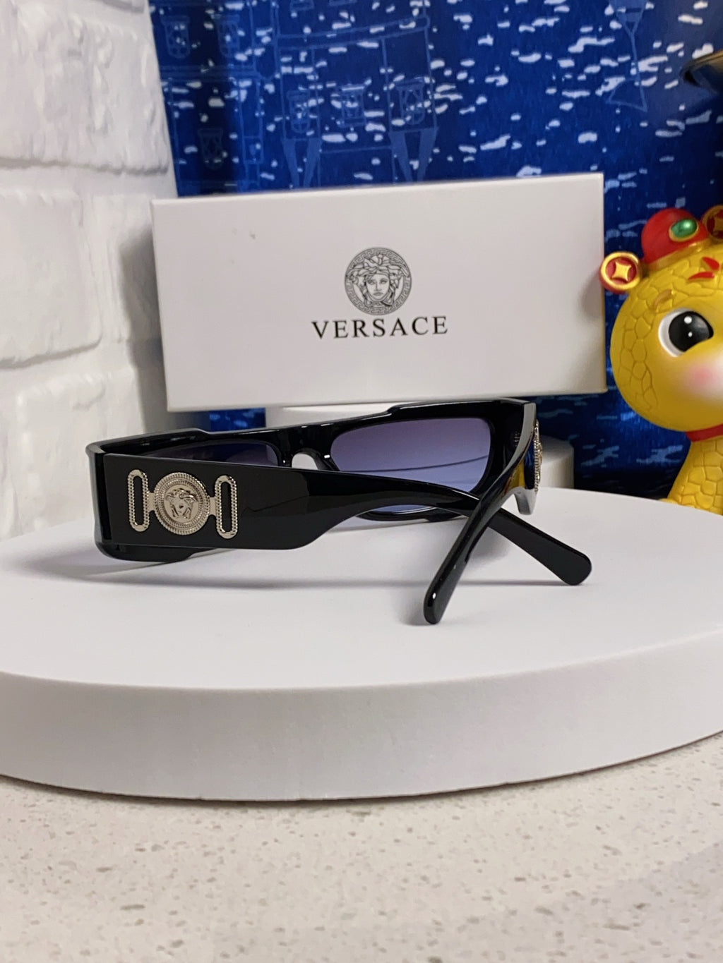 Versace Rectangular Silver Lens Sunglasses for Men & Women - detail image 3