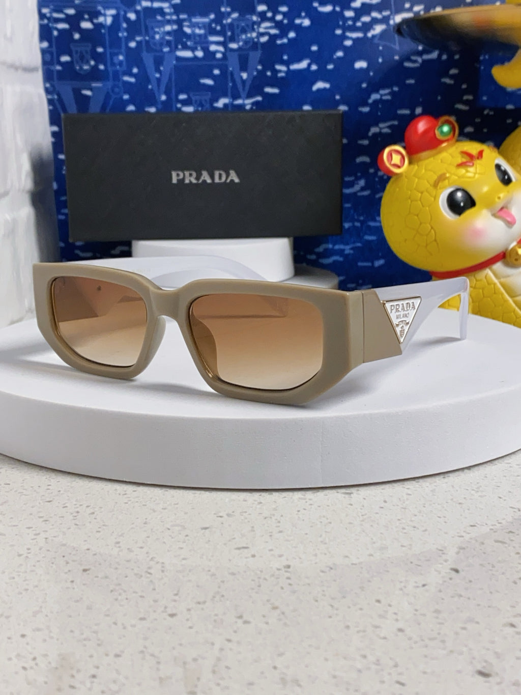 Prada Square Brown Lens Sunglasses for Men & Women - 372078