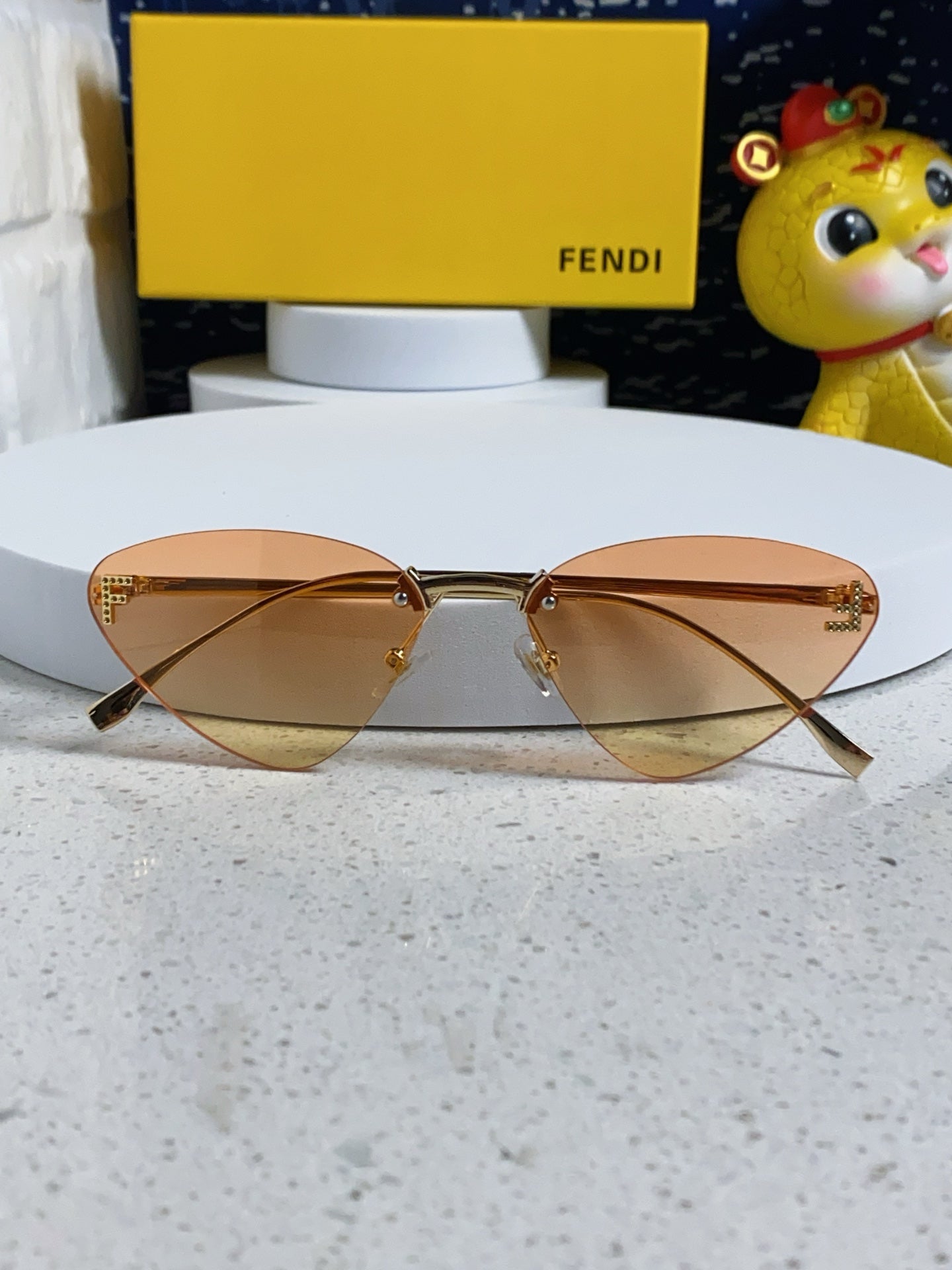 Fendi Lightweight Rimless Gold Lens Sunglasses for Women - detail image 7