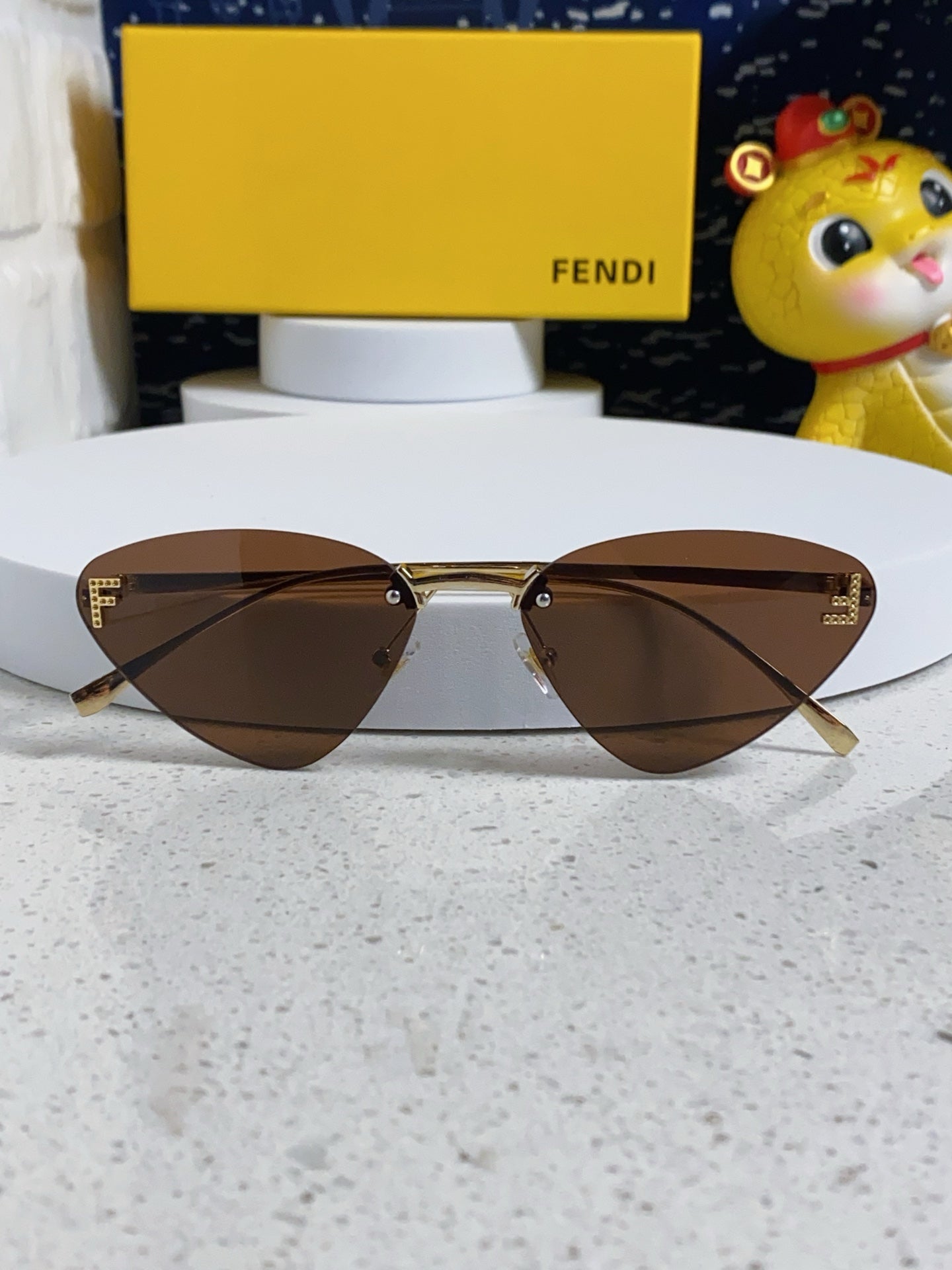 Fendi Lightweight Rimless Brown Lens Sunglasses for Women - 372478 - detail image 7