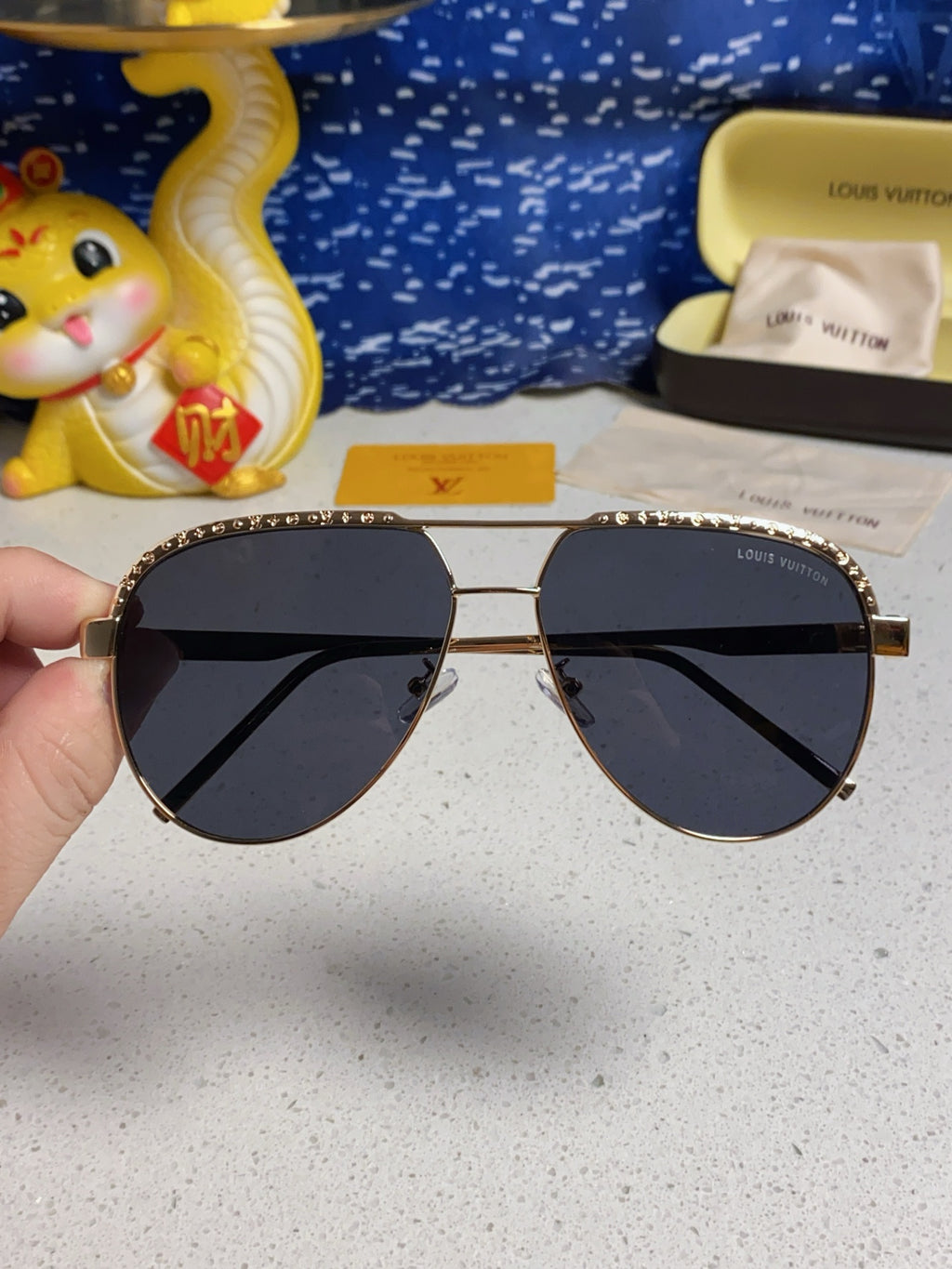 Louis Vuitton Aviator Blue Lens Sunglasses for Women - detail image 4