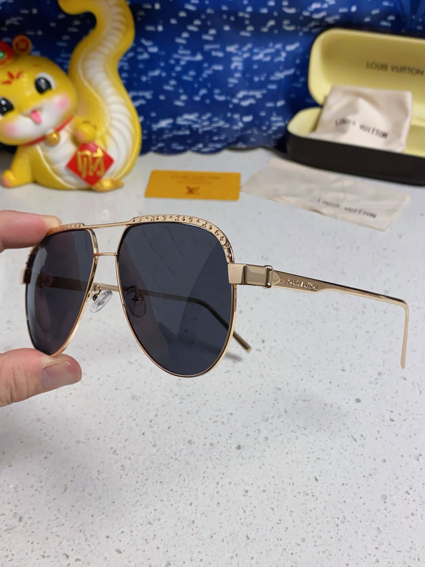 Louis Vuitton Aviator Blue Lens Sunglasses for Women - detail image 6