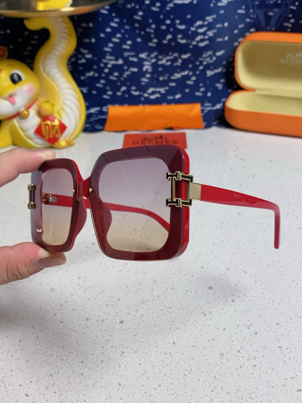 Hermès Square Red Lens Sunglasses for Men & Women - 450019 - detail image 6