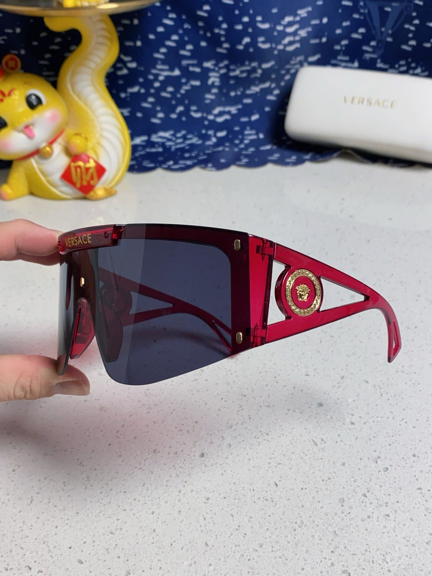 Versace Oversized Blue Lens Sunglasses for Men & Women - 449879 - detail image 6