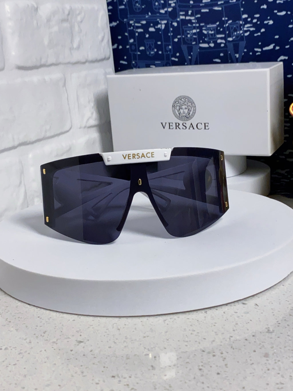 Versace Oversized Blue Lens Sunglasses for Men & Women - detail image 2