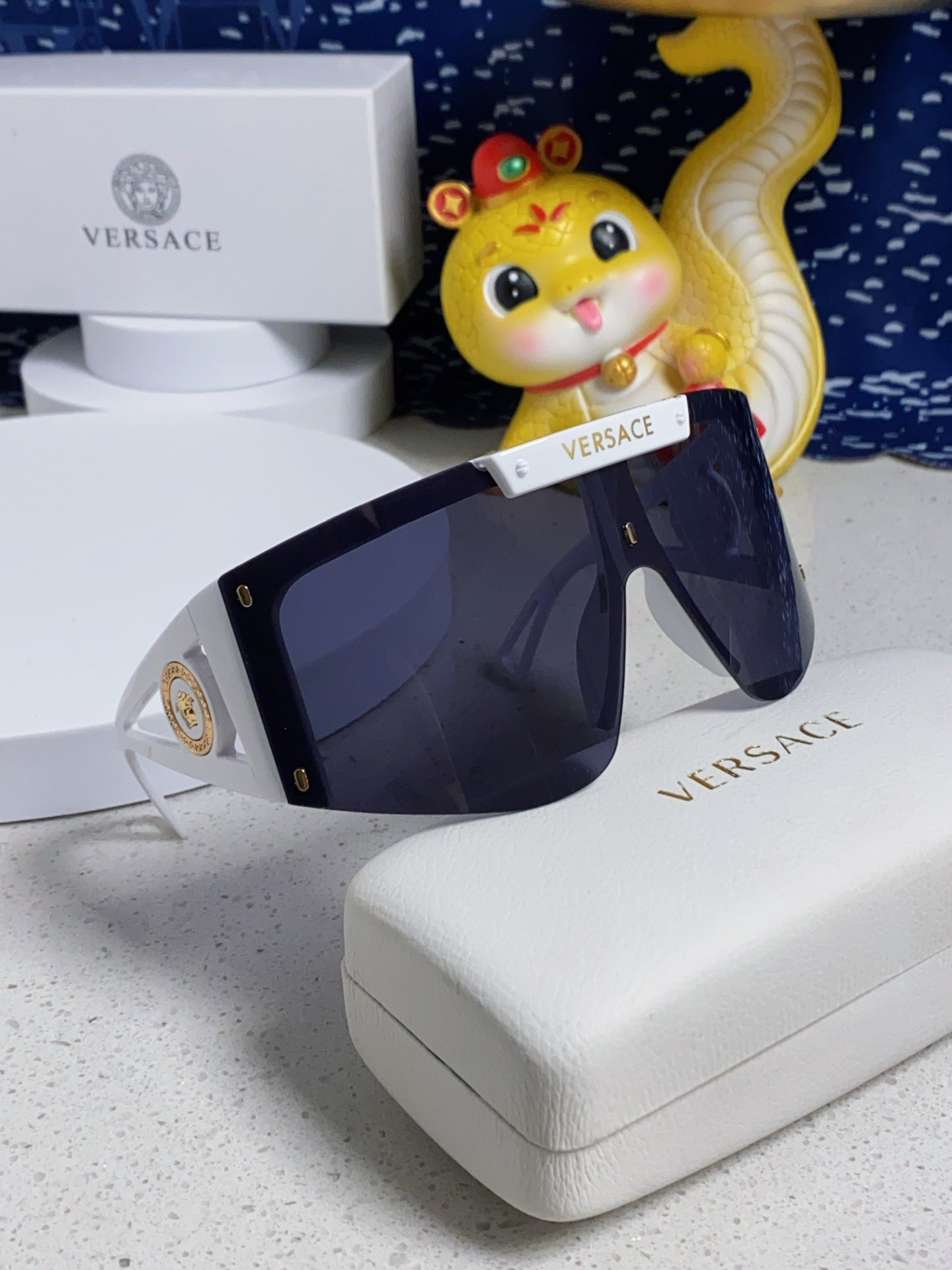 Versace Oversized Blue Lens Sunglasses for Men & Women - detail image 9