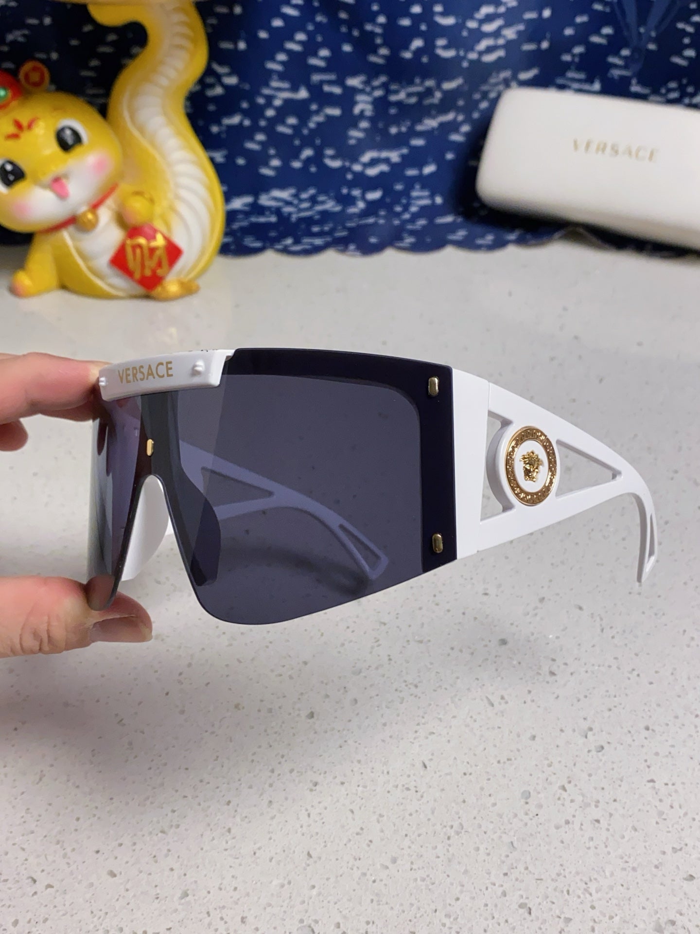 Versace Oversized Blue Lens Sunglasses for Men & Women - detail image 6