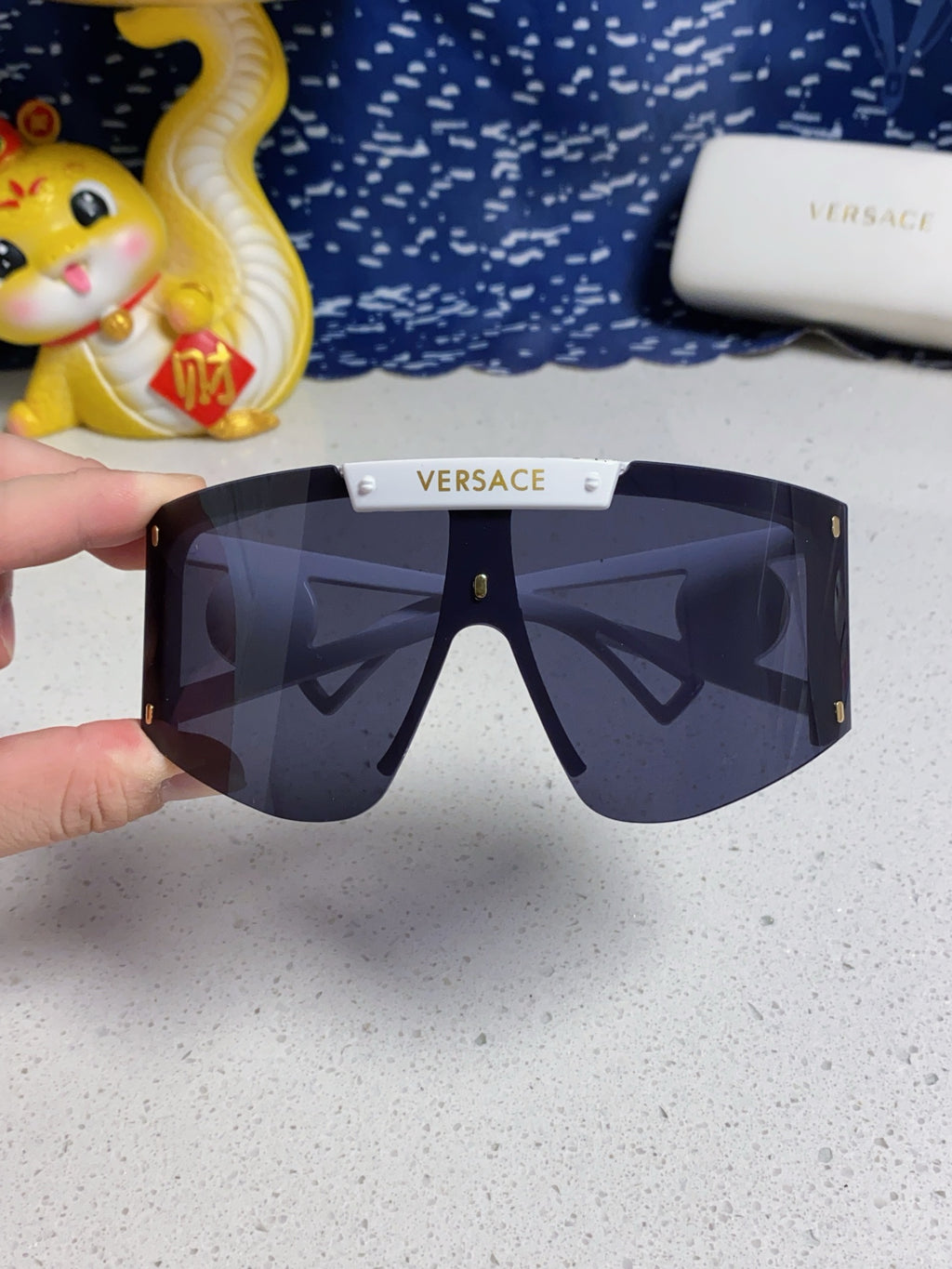 Versace Oversized Blue Lens Sunglasses for Men & Women - detail image 4